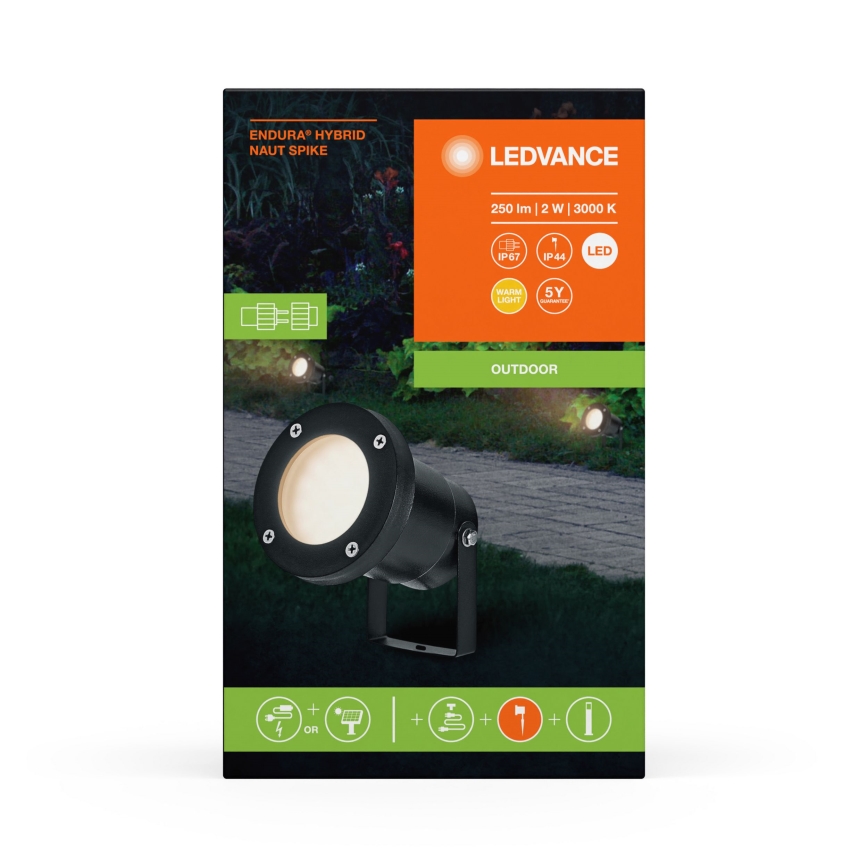Ledvance - LED Екстериорна лампа ENDURA HYBRID NAUT SPIKE LED/2W/12V IP44