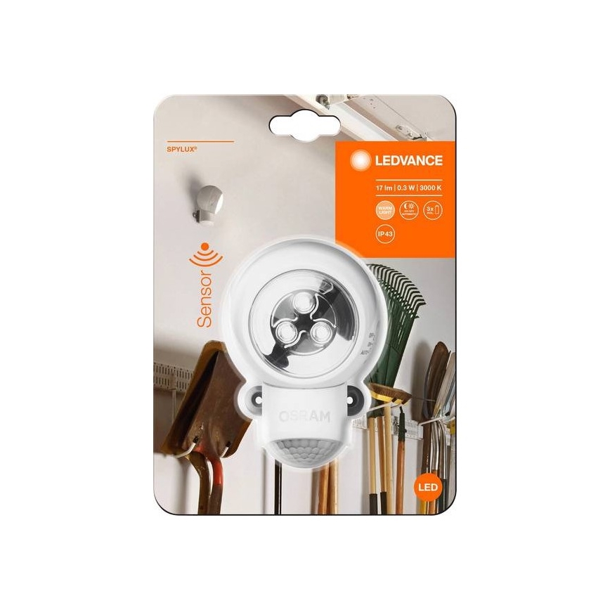 Ledvance -LED екстериорна лампа за ориентация със сензор SPYLUX LED/0,3W/3xAA IP43