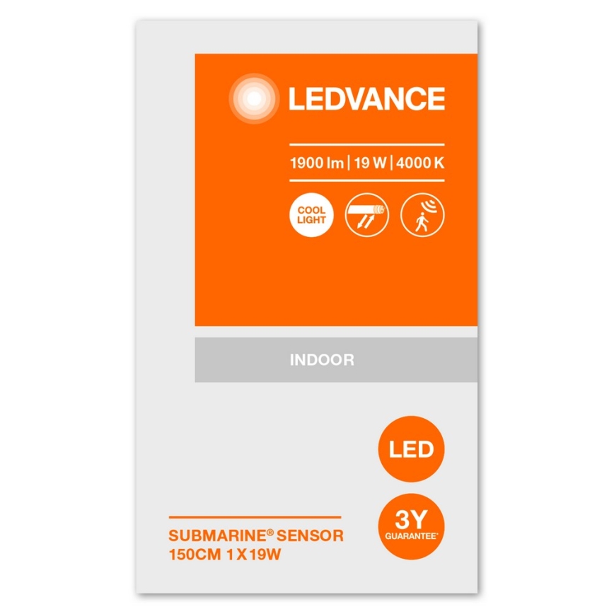 Ledvance - LED Индустриална лампа със сензор SUBMARINE 1xG13/19W/230V IP65