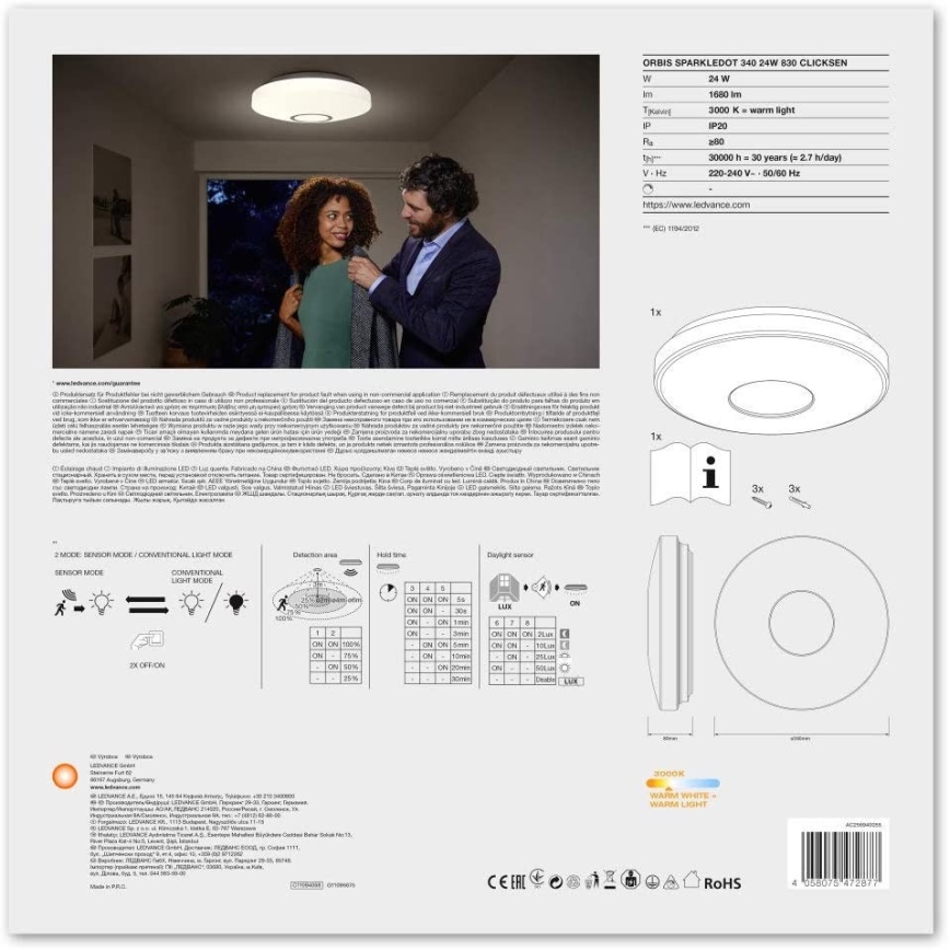 Ledvance - LED Лампа със сензор SPARKLEDOT LED/24W/230V