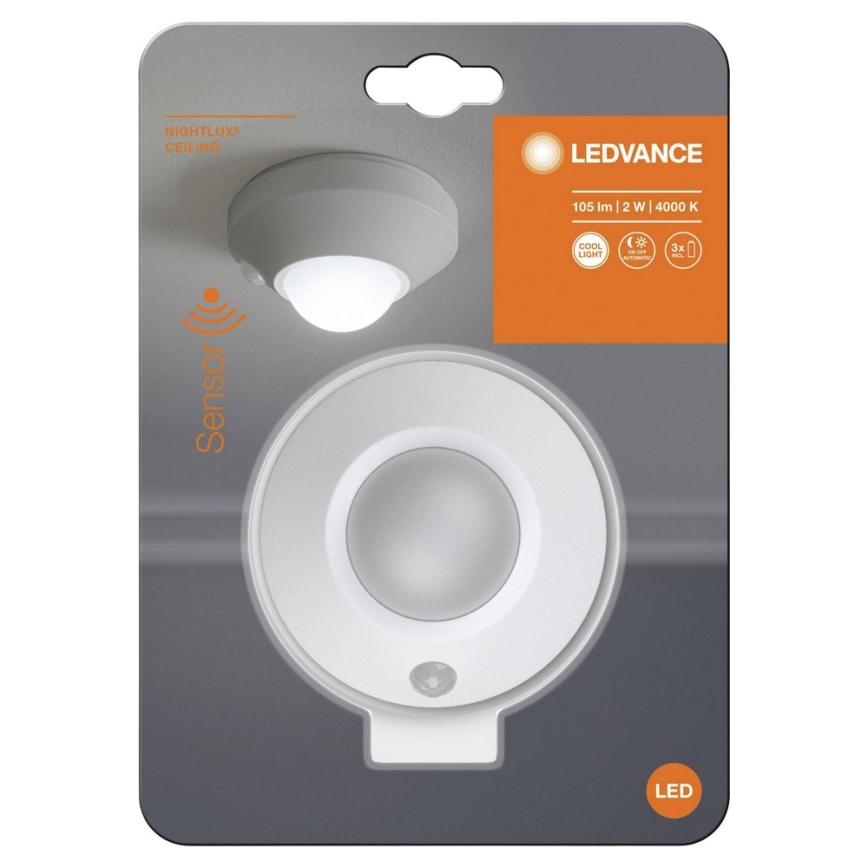 Ledvance - LED Лампа за ориентация със сензор NIGHTLUX LED/1,7W/3xAA 4000K
