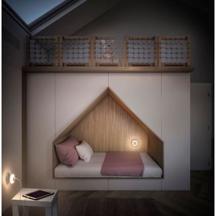 Ledvance - LED Лампа за ориентация за контакт с USB LUNETTA LED/15W/230V