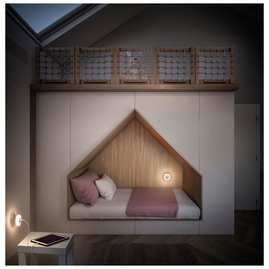 Ledvance - LED Лампа за ориентация за контакт с USB LUNETTA LED/15W/230V