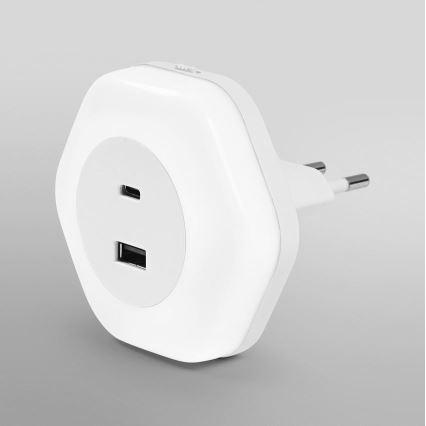 Ledvance - LED Лампа за ориентация за контакт с USB LUNETTA LED/15W/230V