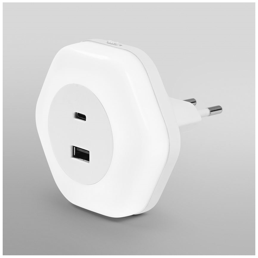 Ledvance - LED Лампа за ориентация за контакт с USB LUNETTA LED/15W/230V
