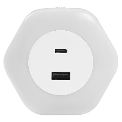 Ledvance - LED Лампа за ориентация за контакт с USB LUNETTA LED/15W/230V