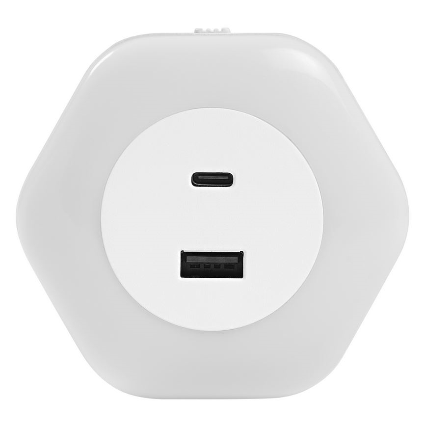 Ledvance - LED Лампа за ориентация за контакт с USB LUNETTA LED/15W/230V