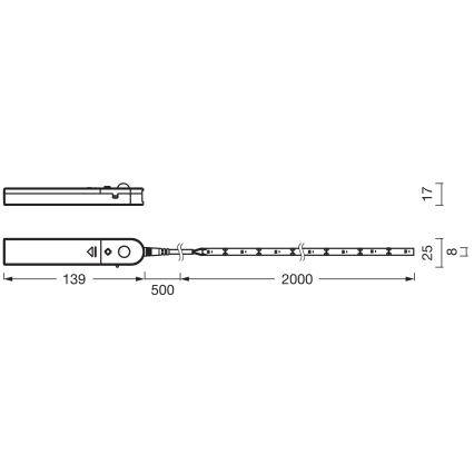 Ledvance - LED лента с сензор за движение FLEX 2m LED/3,6W/4xAA