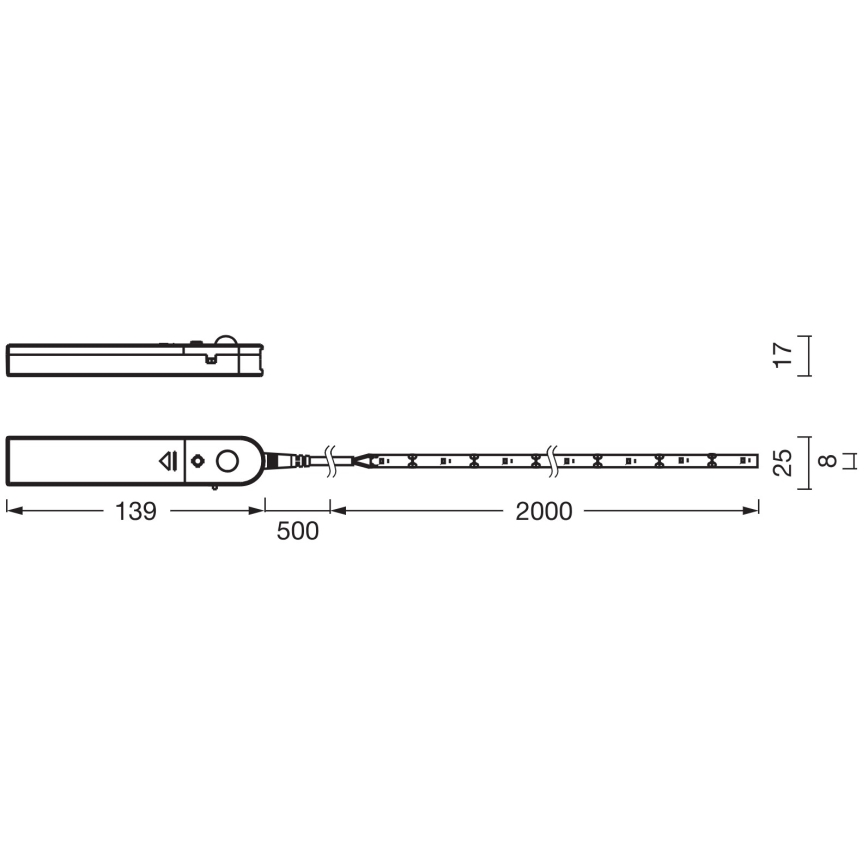 Ledvance - LED лента с сензор за движение FLEX 2m LED/3,6W/4xAA