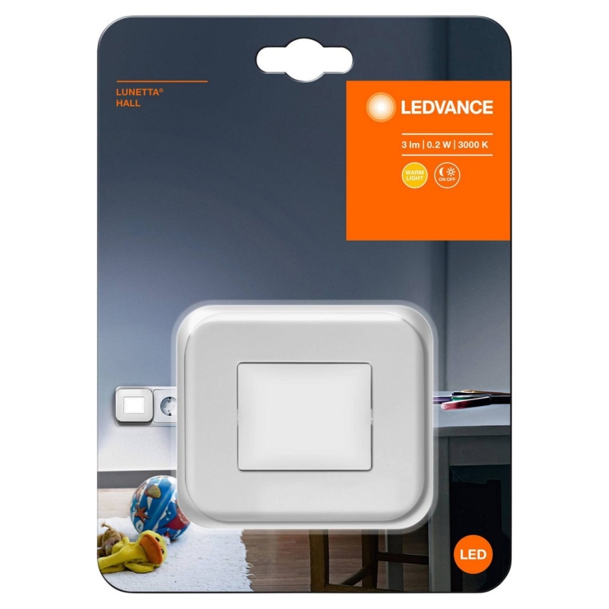 Ledvance - LED нощна лампа със сензор за здрач LUNETTA LED/0,2W/230V 3000K