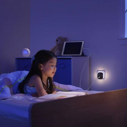 Ledvance - LED Нощна лампа за контакт със сензор и USB LUNETTA LED/12,5W/230V 3000K черен