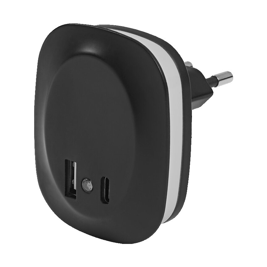 Ledvance - LED Нощна лампа за контакт със сензор и USB LUNETTA LED/12,5W/230V 3000K черен