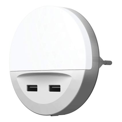 Ledvance - LED Нощна лампа за контакт със сензор LUNETTA 2xUSB LED/13W/230V