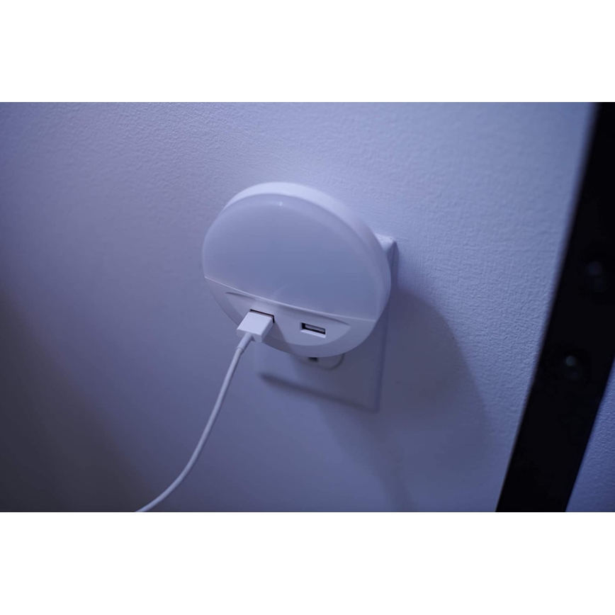 Ledvance - LED Нощна лампа за контакт със сензор LUNETTA 2xUSB LED/13W/230V