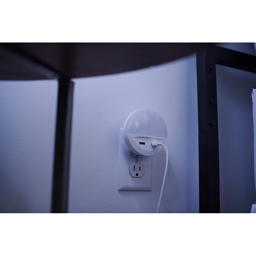Ledvance - LED Нощна лампа за контакт със сензор LUNETTA 2xUSB LED/13W/230V
