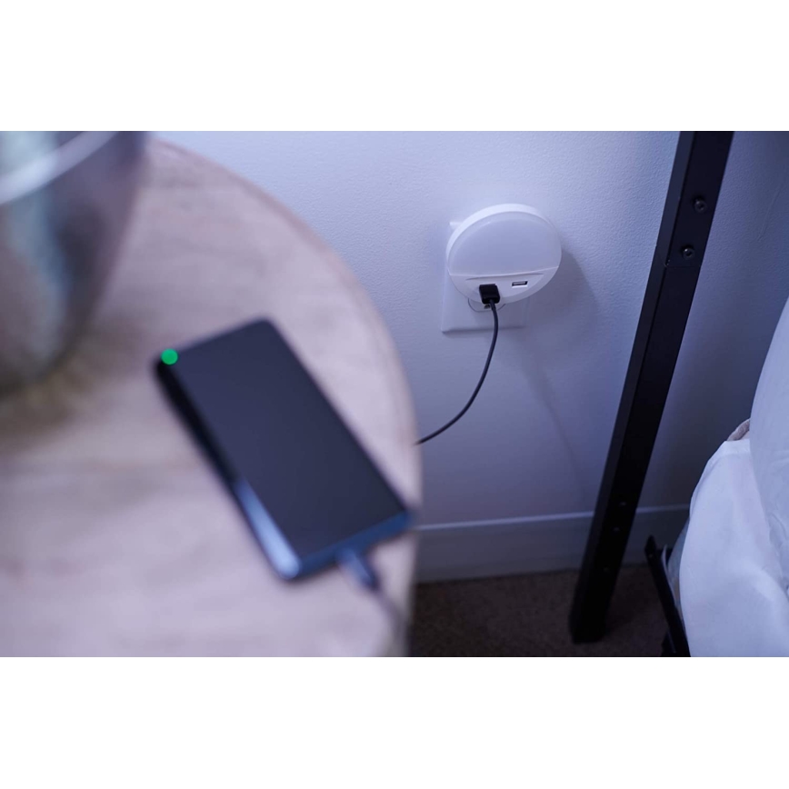 Ledvance - LED Нощна лампа за контакт със сензор LUNETTA 2xUSB LED/13W/230V