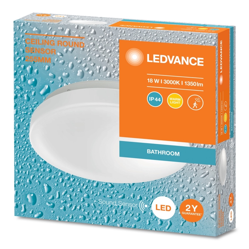 Ledvance - LED плафон за баня със сензор за здрач CEILING ROUND LED/18W/230V IP44