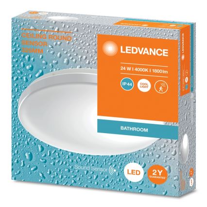 Ledvance - LED таванно осветително тяло за баня с сензор за здрач CEILING ROUND LED/24W/230V IP44