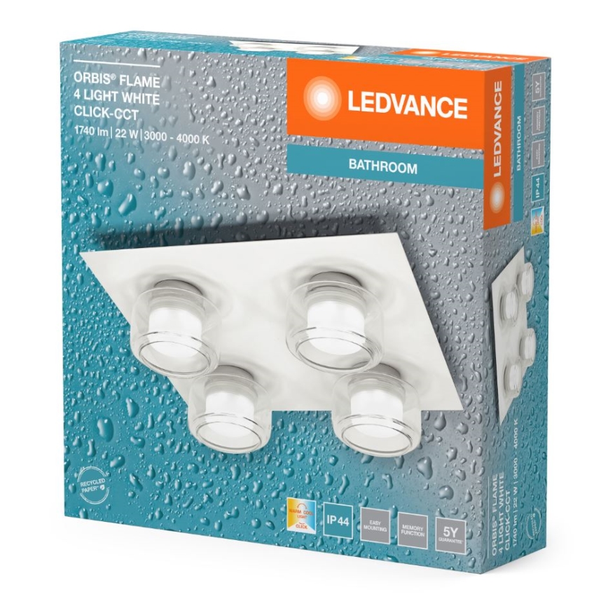 Ledvance - LED Плафон за баня ORBIS FLAME 4xLED/5,5W/230V 3000/4000K IP44 бял