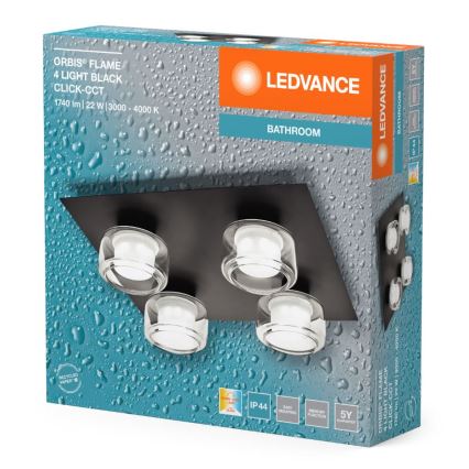 Ledvance - LED Плафон за баня ORBIS FLAME 4xLED/5,5W/230V 3000/4000K IP44 черен
