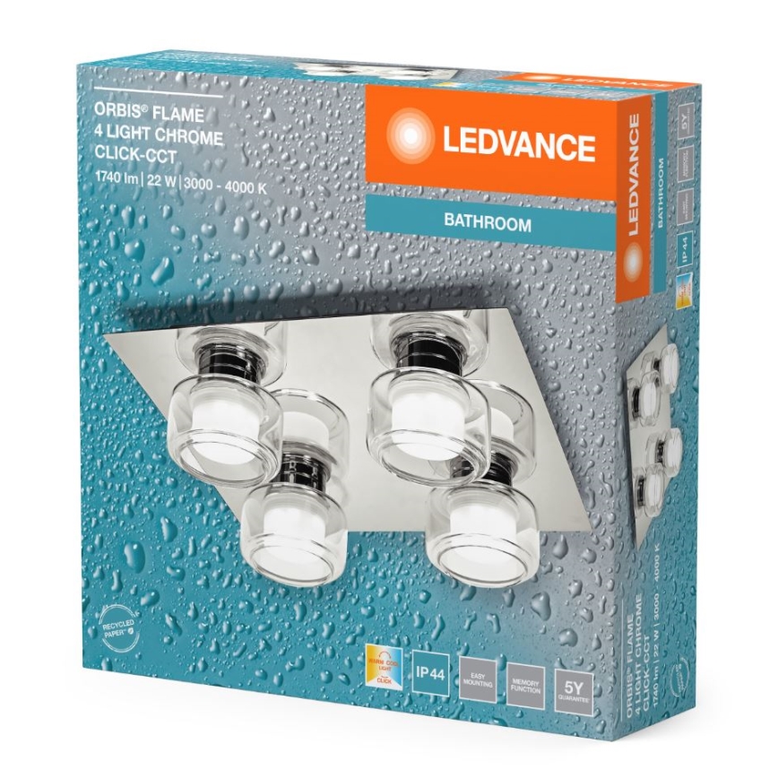 Ledvance - LED Плафон за баня ORBIS FLAME 4xLED/5,5W/230V 3000/4000K IP44 хром