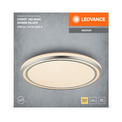 Ledvance - LED Плафониера ORBIS HELMAN LED/24W/230V Ø 39 см сребрист