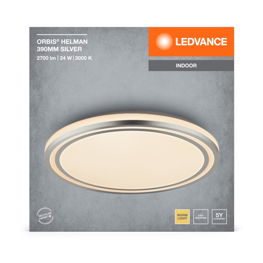 Ledvance - LED Плафониера ORBIS HELMAN LED/24W/230V Ø 39 см сребрист