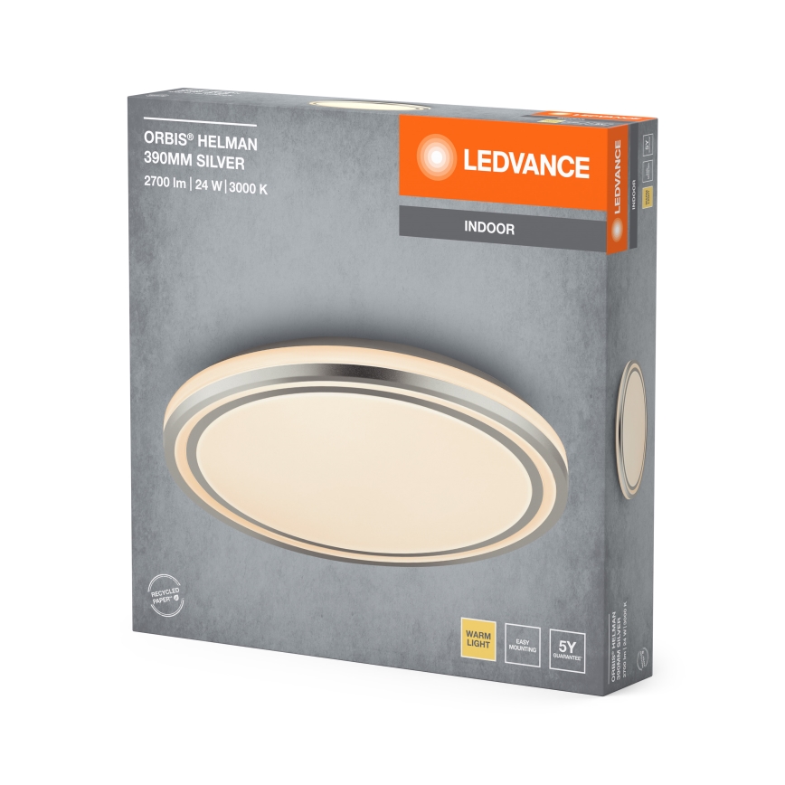 Ledvance - LED Плафониера ORBIS HELMAN LED/24W/230V Ø 39 см сребрист