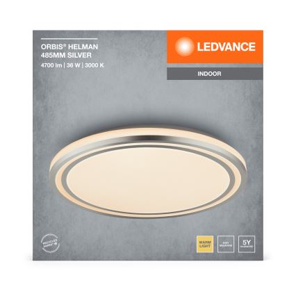Ledvance - LED Плафониера ORBIS HELMAN LED/36W/230V Ø 48,5 см сребрист