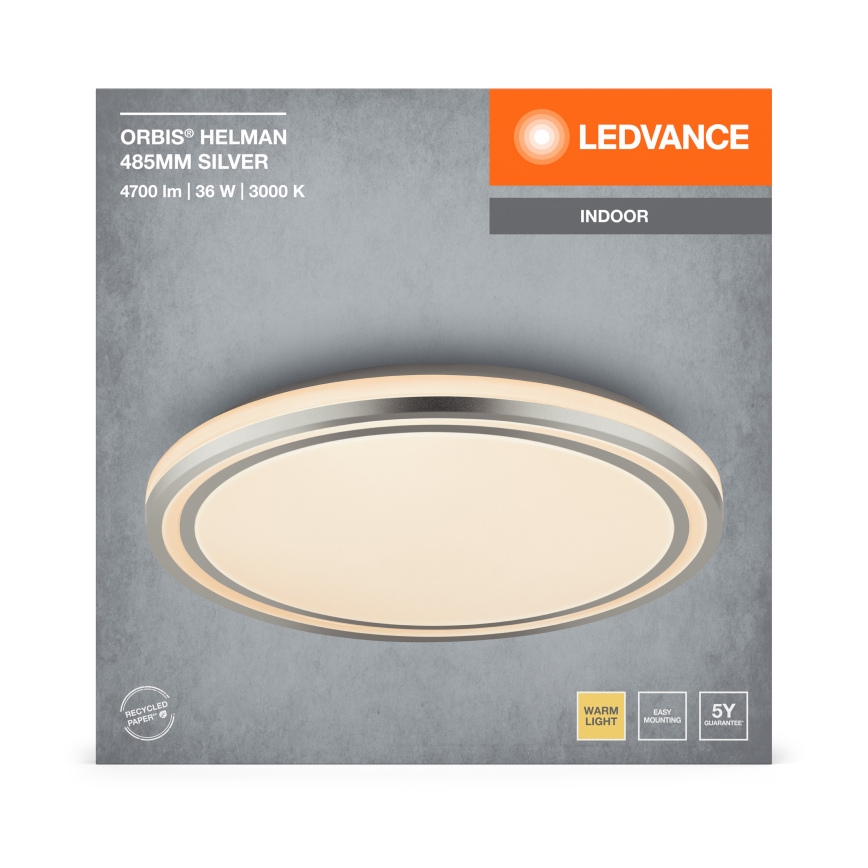 Ledvance - LED Плафониера ORBIS HELMAN LED/36W/230V Ø 48,5 см сребрист