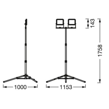 Ledvance - Екстериорен LED прожектор с държач WORKLIGHT TRIPOD 2xLED/10W/230V 6500K IP65