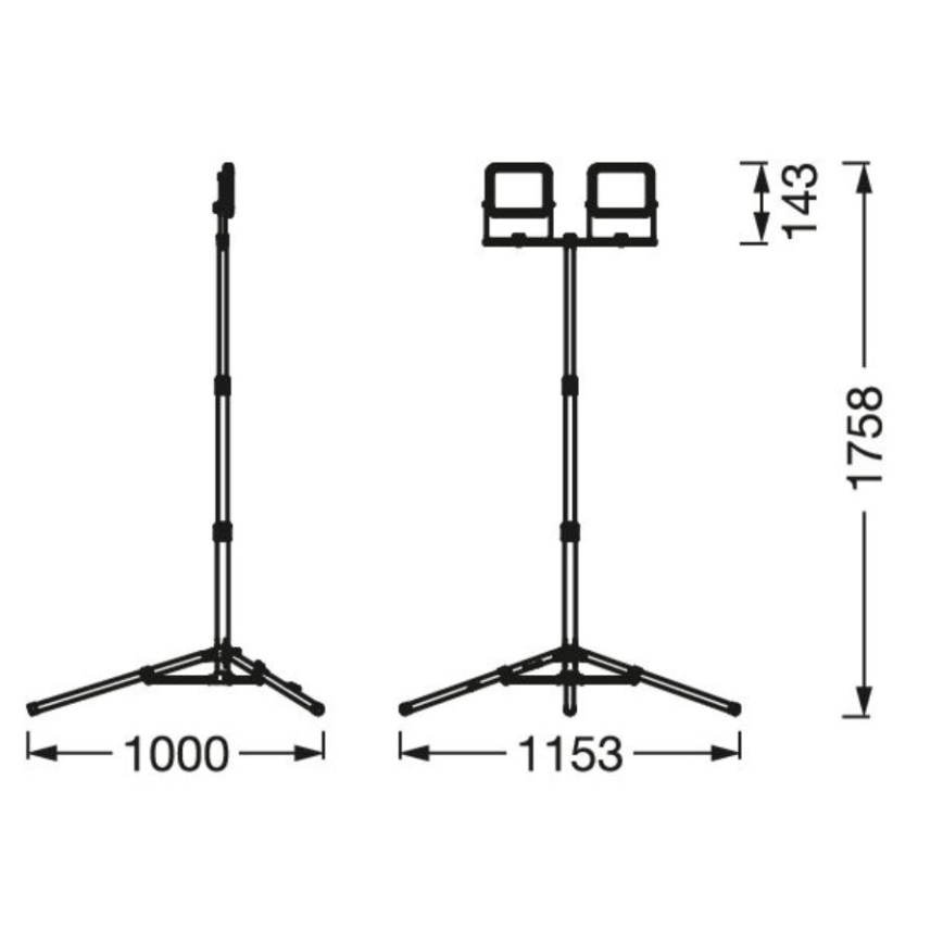 Ledvance - Екстериорен LED прожектор с държач WORKLIGHT TRIPOD 2xLED/10W/230V 6500K IP65