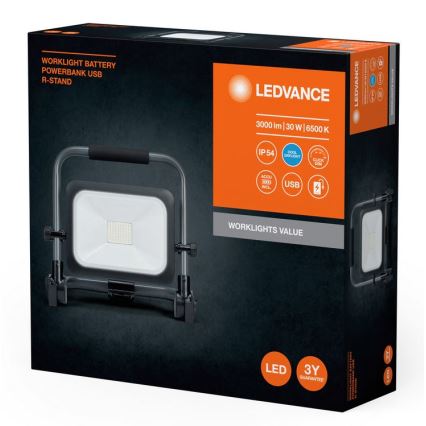 Ledvance - LED регулируема външна акумулаторна прожекторна лампа WORKLIGHT BATTERY LED/30W/5V 2200 mAh IP54