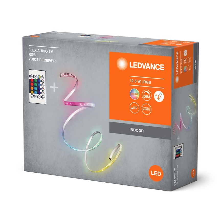 Ledvance - LED RGB Димируема лента FLEX AUDIO 3 м LED/12,5W/230V + дистанционно управление