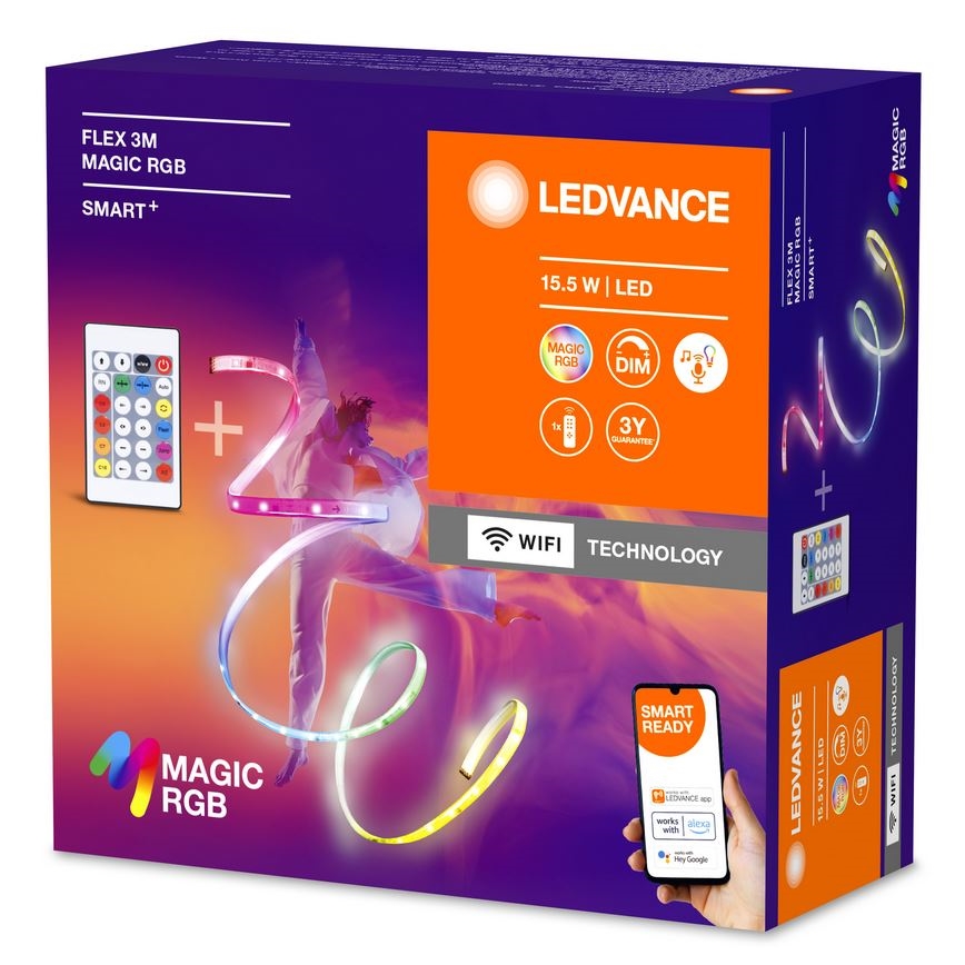 Ledvance - LED RGB Димируема лента SMART+ MAGIC FLEX 3 м LED/15,5W/230V Wi-Fi + дистанционно управление
