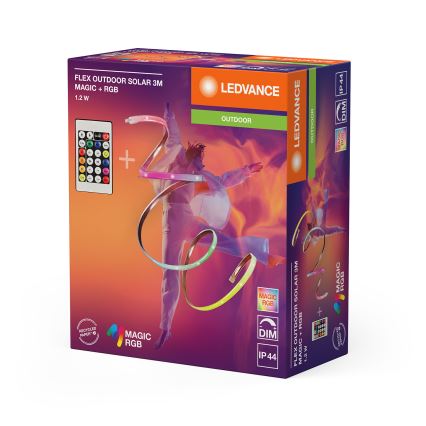Ledvance - LED RGB димируема соларна лента FLEX MAGIC 3m LED/1,2W/3,7V 2000 mAh IP44 + дистанционно управление