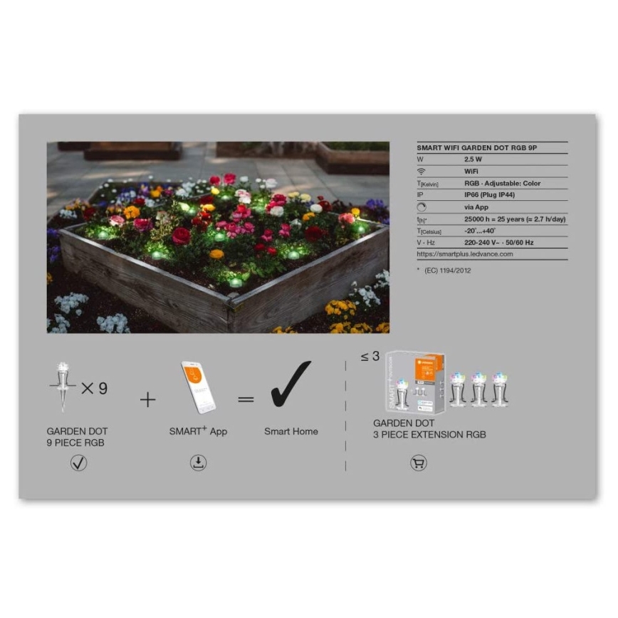 Ledvance - LED RGB Екстериорен к-кт за удължаване SMART+ 9xLED/2.5W/230V IP65 Wi-Fi