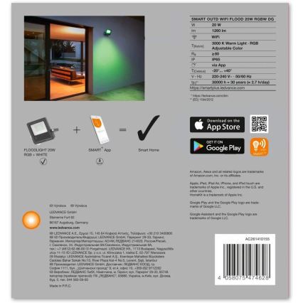 Ledvance - LED RGB Прожектор SMART+ FLOOD LED/20W/230V IP65 Wi-Fi