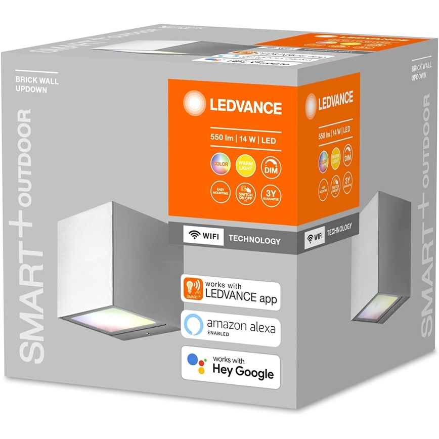 Ledvance - LED RGBW Димируем екстериорен аплик BRICK LED/14W/230V Wi-Fi IP44