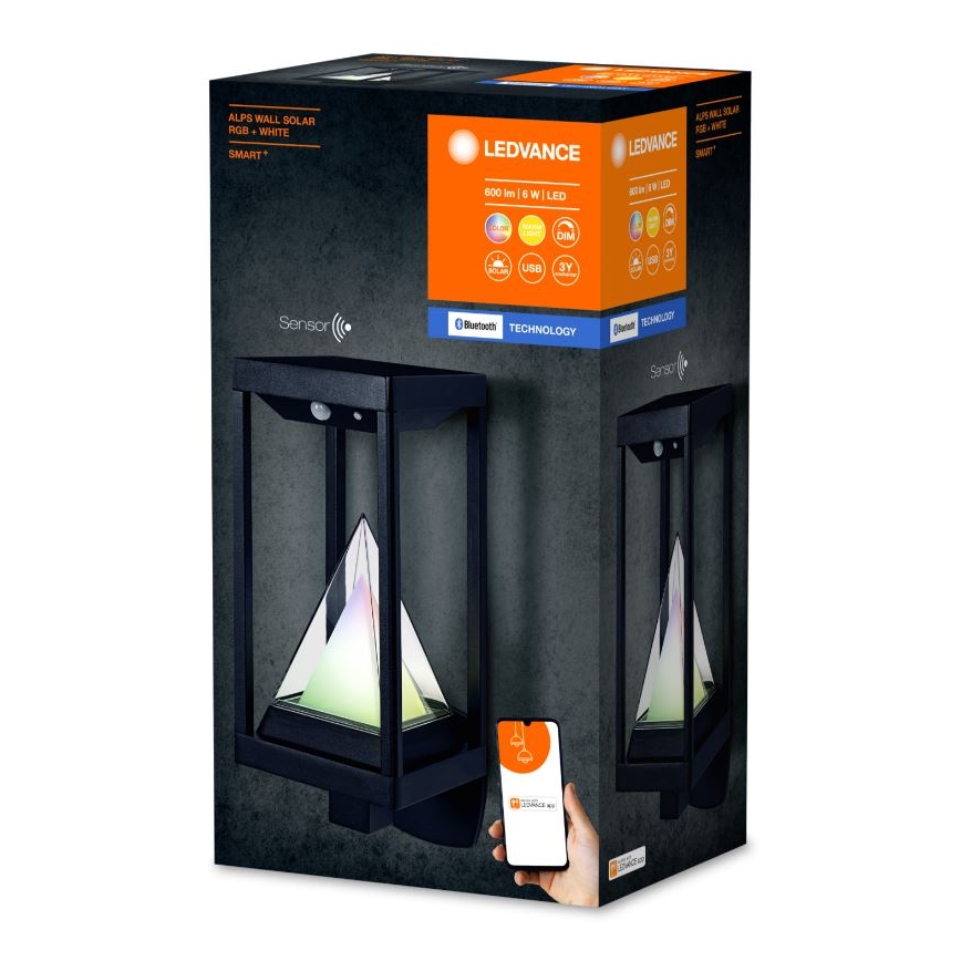 Ledvance - LED RGBW Димируем соларен аплик със сензор SMART+ ALPS LED/6W/3,7V 3000K IP44