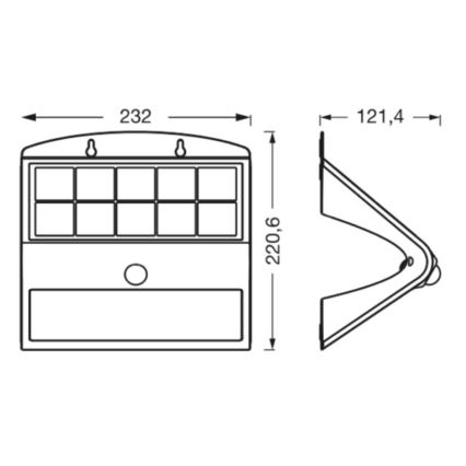 Ledvance - LED Соларен аплик със сензор ПЕПЕРУДА LED/8W/3,7V IP65