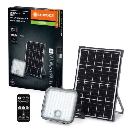 Ledvance - LED Димируем соларен прожектор със сензор FLOOD SPLIT LED/30W/6,4V IP65 + дистанционно управление