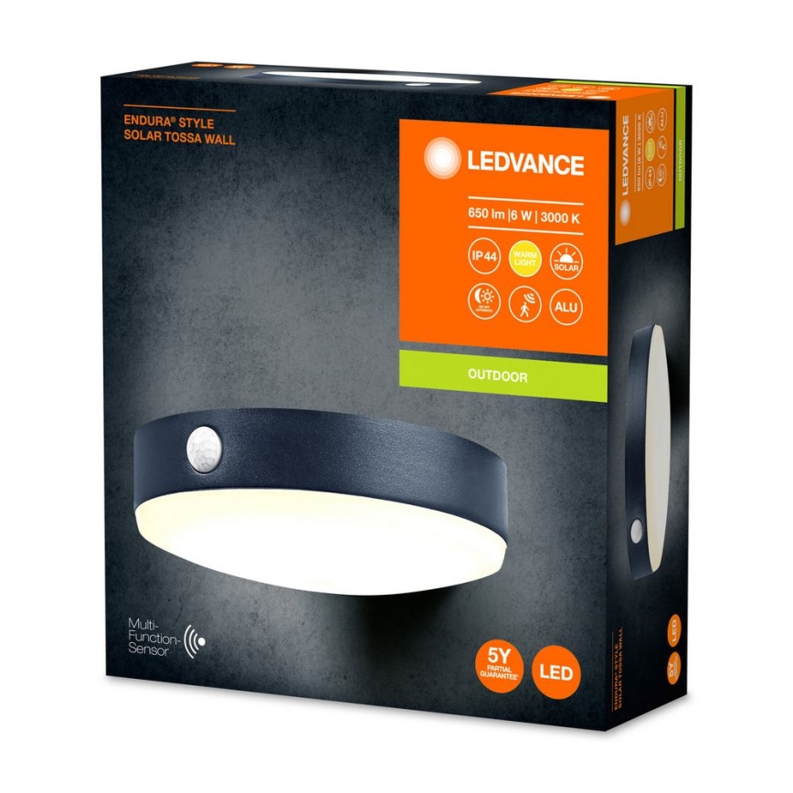 Ledvance - LED соларен стенен осветител с датчик за движение и здрач ENDURA STYLE LED/6W/3,7V 1420 mAh IP44