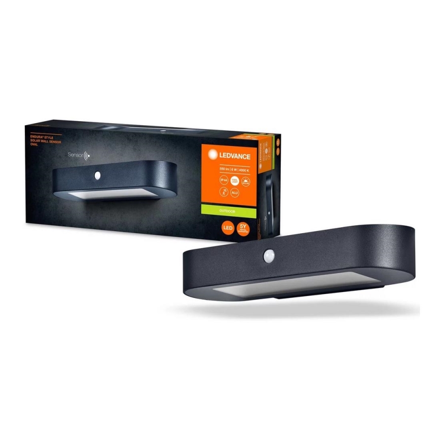 Ledvance - LED соларен стенен осветител с датчик за движение и здрач ENDURA STYLE LED/6W/7,4V 2000 mAh IP44
