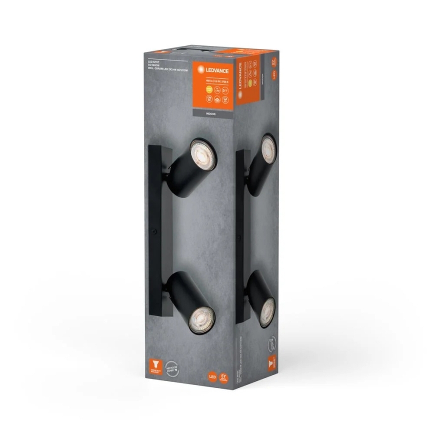 Ledvance - LED стенен спот OCTAGON 2xGU10/3,4W/230V 2700K черен