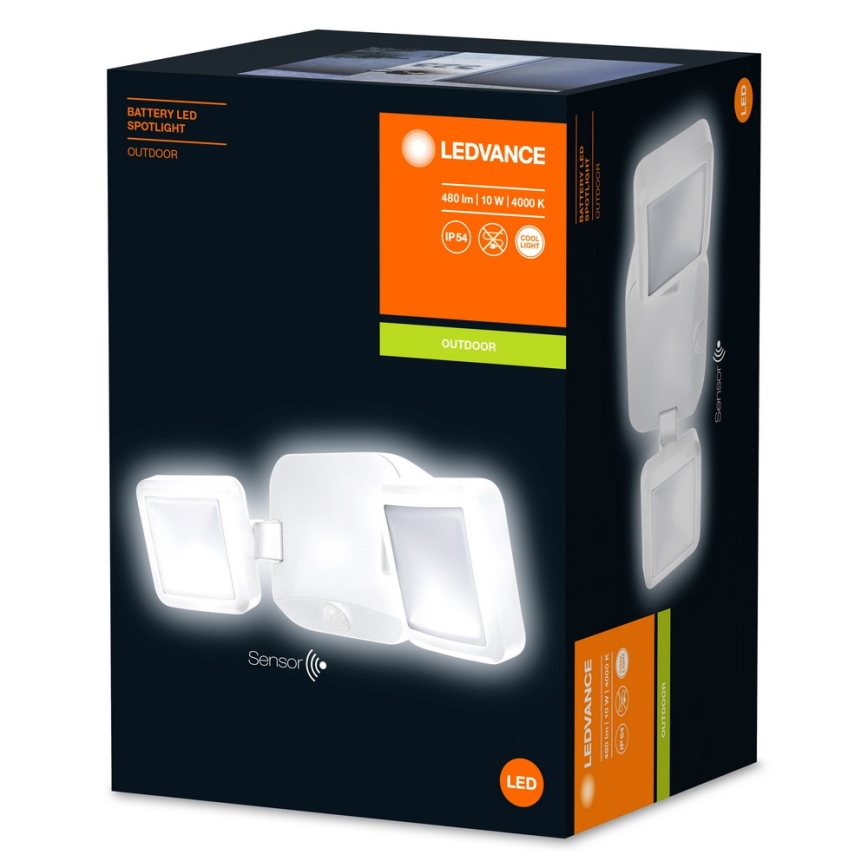 Ledvance - LED Външна, настенна лампа със сензор BATTERY 2xLED/10W/6V IP54