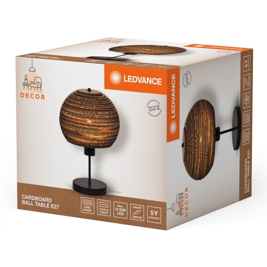 Ledvance - Настолна лампа DECOR CARDBOARD 1xE27/15W/230V Ø 26 см