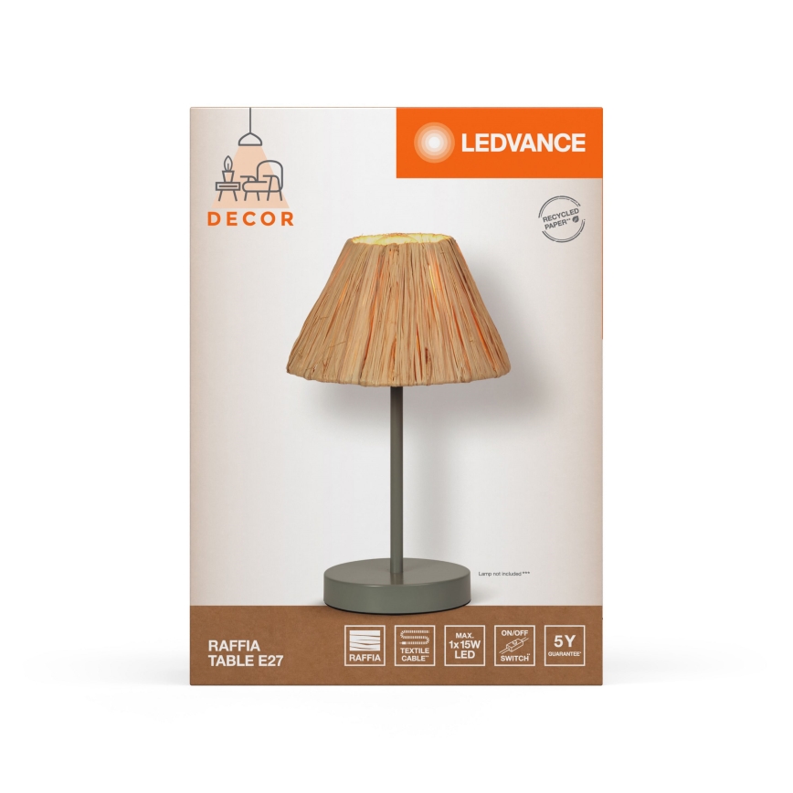 Ledvance - Настолна лампа DECOR RAFFIA 1xE27/15W/230V влакна от рафия