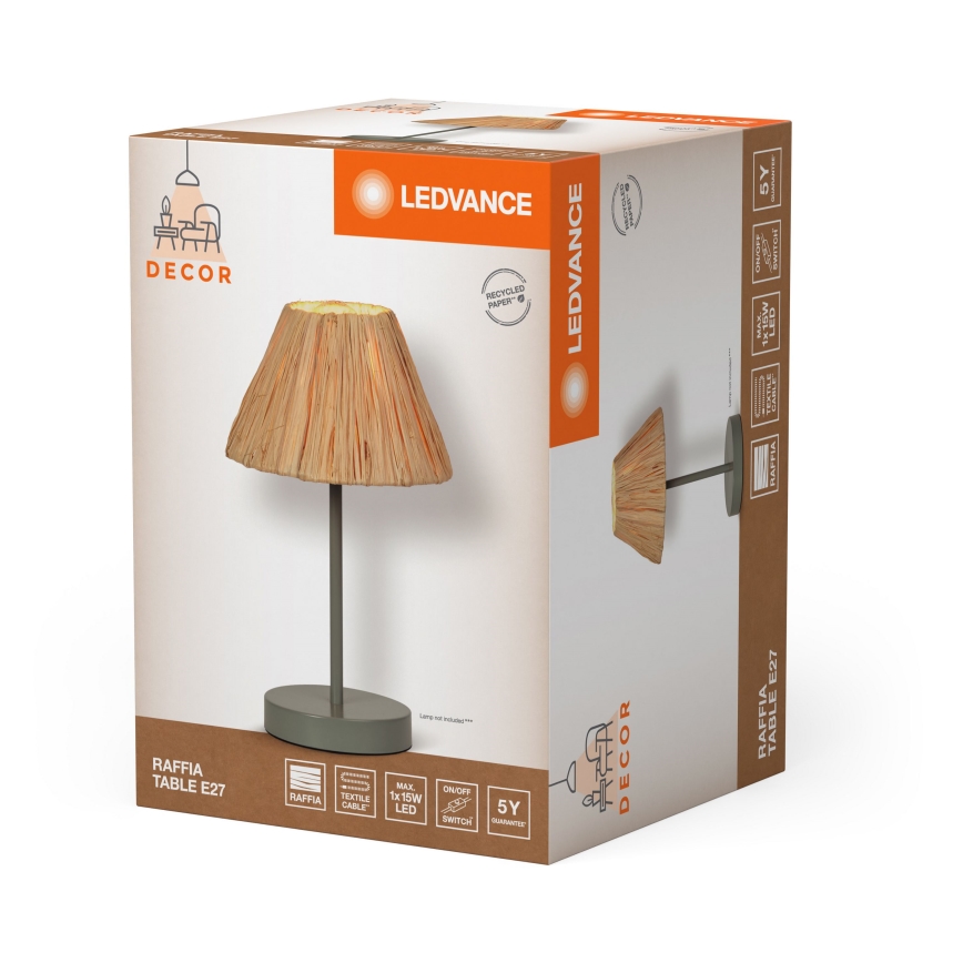 Ledvance - Настолна лампа DECOR RAFFIA 1xE27/15W/230V влакна от рафия
