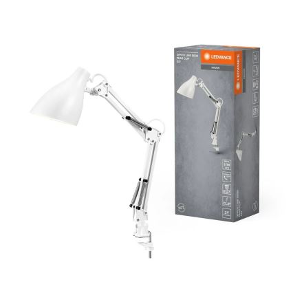 Ledvance - Настолна лампа с щипка PEAR 1xE27/11W/230V бяла